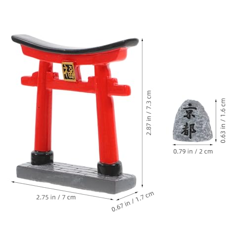 Yardwe Japanese Gate Altar Shelf Miniature Fish Garden Decor Precision Carved Japanese Temple Statue for Aquarium Fine Detail Landscape Decoration with Stone Bridge and Ornament - color: Assorted Color 1