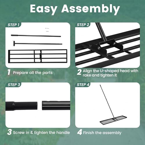 Goplus Lawn Leveling Rake, 42" x 10" Heavy Duty Level Lawn Tool w/ Ergonomic Handle for Soil, Effort-Saving Landscape Rake for Garden, Backyard, Golf Course, Farm, Pasture, Black - style: 42" x 10", Black