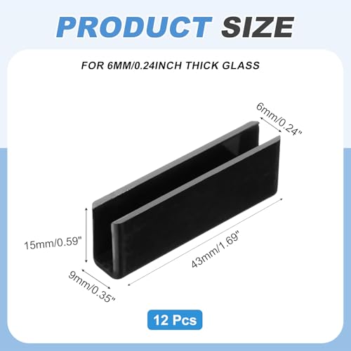 uxcell 24Pcs Plastic Glass Connector, 180 Degree Glass to Glass Clamp for 6mm Thick, Fixing Bracket Rimless Clip Holder for Aquarium Fish Tank Display Shelves, (6mm, Black) - size: 6mm