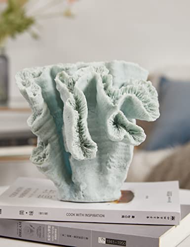 HAUCOZE Coral Decor Ocean Sculpture Statue Modern Home Art Table Centerpiece Gift for Living Room Bookshelf Polyresin 7.5 Inch
