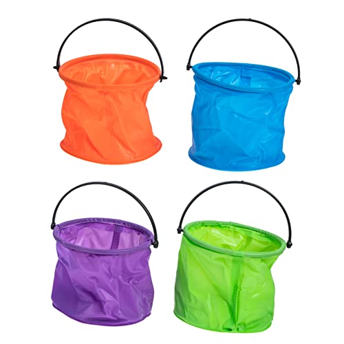 4Pcs Foldable Brush Washing Buckets Portable Collapsible Water Containers for Painting Fishing Outdoor Use Space Saving PVC Small Buckets Random Color