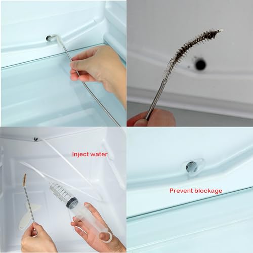 Ultra Long Stainless Steel Cleaning Brush Set, Refrigerator Drain Hole Blockage Remover Cleaning Tool, Flexible Feed Pipe Brush for Refrigerators, Kitchen Drain Pipes, Faucets, Sinks - color: For Refrigerators