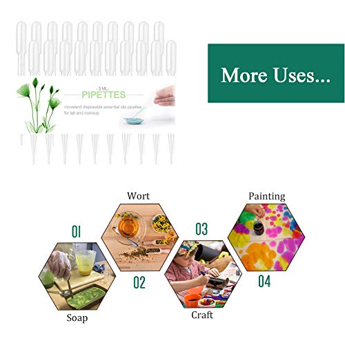 moveland 3ml Disposable Plastic Dropper Pipettes, Calibrated Dropper Suitable for Science Laboratory, DIY Art (15) - size: 3 ML