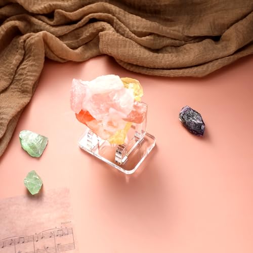 Yalikop 4 Pcs Rock Display Stand Clear Acrylic Mineral Geode Display Stand Square Picture Holder for Fossil Coral Geodes Rock Mineral Agate Small Collectibles (3.74 x 2.76 x 3.39 Inch) - size: 3.74 x 2.76 x 3.39 Inch