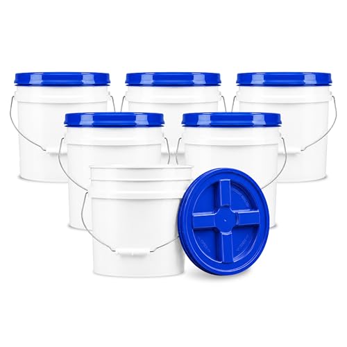 ePackageSupply 3.5 Gallon Bucket with Lid - Food Grade Bucket with Airtight Gamma Seal Screw-On Lid, 90 Mil Heavy Duty HDPE Plastic, BPA Free, for Bulk Food Storage, Made in USA - Blue, 6 Packs - color: Blue, size: 6 Packs