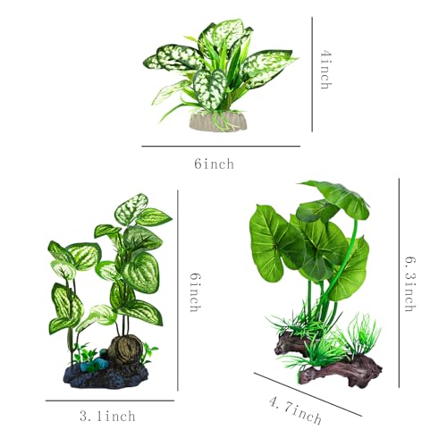 ONEST 3 Pieces Aquarium Decorations Aquatic Water Grass Foreground Ornament Set Fish Tank Artificial Plastic Plants Decorations for Fish Tank - color: 3 Pieces