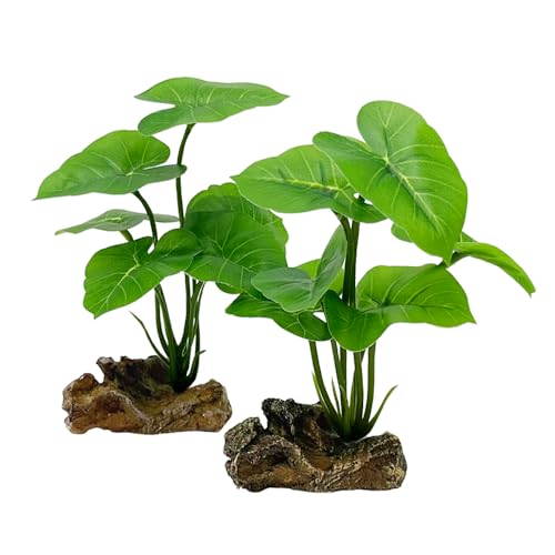 Fish Tank Decor Aquarium Decorations Ornaments Betta Leaf pad Hammock 6inch Plastic Artificial Plant Goldfish Fish Hides Small Tank/Reptiles Plants Driftwood (Green-Type-A-Set) - color: Green-type-a-set
