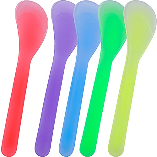 Patelai 50 Pieces Cosmetic Spatula Disposable Makeup Frosted Tip Spatula Plastic Makeup Tools Spoon Cosmetic Mask Spatulas Facial Cream Scoop Mask Spoon Stick for DIY and Sampling(Random Color) - color: Random Color