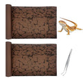 Tfwadmx Reptile Carpet Sand Mat for Bearded Dragon Terrarium Substrate Liner Brown Leopard Gecko Tank Accessories Lizard Bedding Mats for Tortoise Turtle Snake Chameleon with Tweezers 12x20In (2 Pcs) - size: S:11.8"x19.7" (2Pcs)