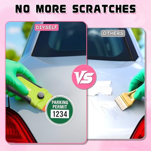 DIYSELF 2 Pcs Plastic Razor Blade Scraper with 10 Pcs Blades, Plastic Scraper Tool for Adhesive Remover, Scrapers for Cleaning Stickers, Decals, Glass, Windows, Car, No Scratches (Green) - color: Green-plastic Blades, size: 2 Pack