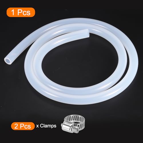 MECCANIXITY 3.3ft Clear Silicone Rubber Tubing 5/16" ID 1/2" OD Plastic Tube Flexible Air Hose for Brewing, Wine Making, Pump Siphon, 7.9mm x 12.7mm, with 2pcs Clamps - color: Clear, size: 5/16" x 1/2"