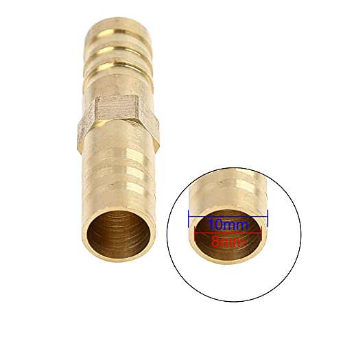 X AUTOHAUX 10mm Brass Barb Hose Fitting Straight Union Connector for Air Water Gas Oil 5pcs - size: 10mm