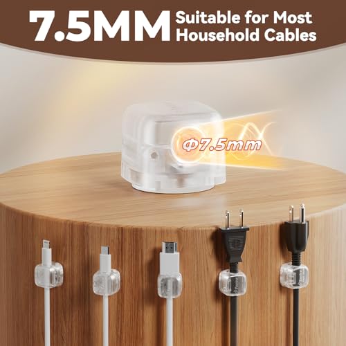 12Pack Rotatable Cord Organizer,Spring Cable Clips Desk Cable Management Cord Holder Adhesive Phone Charger Cord Clips for Home Office Car Wall Nightstand Accessories, Clear - color: Clear, size: 12Pack