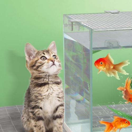 Aquarium Lid 4Pcs 12x12 Gridding Fish Tank Lid Anti-Jump Cat-Proof Aquarium Hood with 6 Clamp Breathable Cuttable Nonopaque Fish Tank Cover | Hood