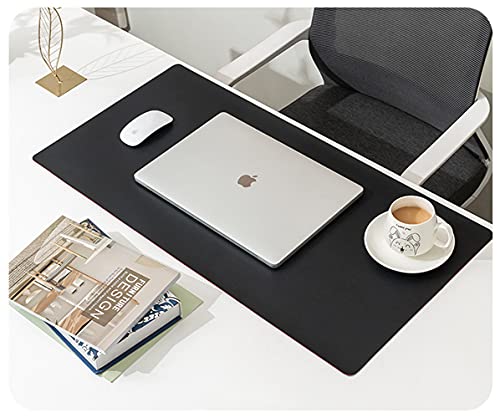 SUJAYU Dual Sided PU Leather Desk Pad, Mouse Pad, Office Desk Mat, Non-Slip Laptop Desk Pad, Waterproof Desk Writing Pad for Office and Home (23.6" x 11.8", Black) - color: Black, size: 11.8" x 23.6"
