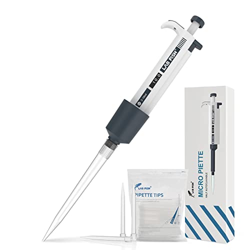 LAB FISH Laboratory Micropipette 2-10ml Capacity High Accurate Single Channel Pipettor Manual Adjustable Volume Pipettes Increment 0.1ml with 20pcs 10ml Pipette Tips Set - style: 2-10ml Set