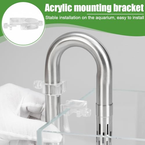 Inflow & Outflow Lily Pipe, Stainless Steel Aquarium Filter Pipes with 2Pcs Pipe Holders for 4.7"/6.3"/7.9" Hoses, Available Extension Pipes - size: Fits 20mm Hose