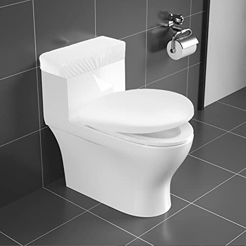 Toilet Tank Lid Cover, Bathroom Stretch Washable Spandex Toilet Tank Protector Cover with Elastic Bottom, White - color: White