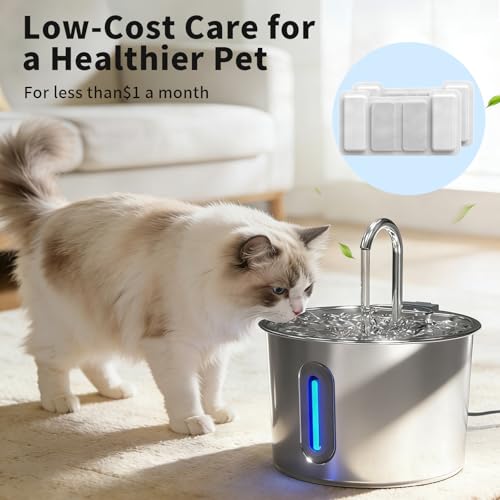 Cat Water Fountain Filters - 8 Pack Replacement Filters & 4 Pack Replacement Pre-Filter Sponges Set for Automatic Pet Fountain Dog Water Dispenser