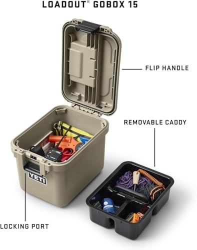 YETI LoadOut GoBox Collection, Divided Waterproof Cargo Case, Dry Box, Camera Case, Fishing Tackle Box - color: Rescue Red, size: GoBox 15
