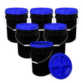 ePackageSupply 5 Gallon Bucket - Food Grade Bucket with Airtight Gamma Seal Screw-On Lid, BPA-Free, Heavy-Duty 90 Mil HDPE Plastic, Bulk Storage, Durable Container, Made in USA, Black/Blue, 6 Packs - color: Black/Blue, size: 6 Packs