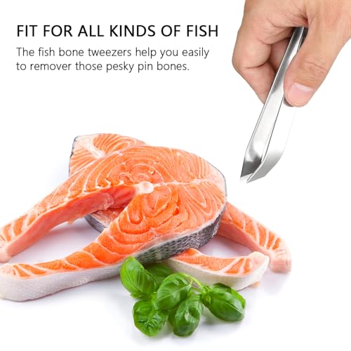 2 Pcs Fish Tweezer 2 Pcs Fish Scale Remover, Fishbone Tweezers Descaler Cleaner Scraper Tool Stainless Stee Pliers