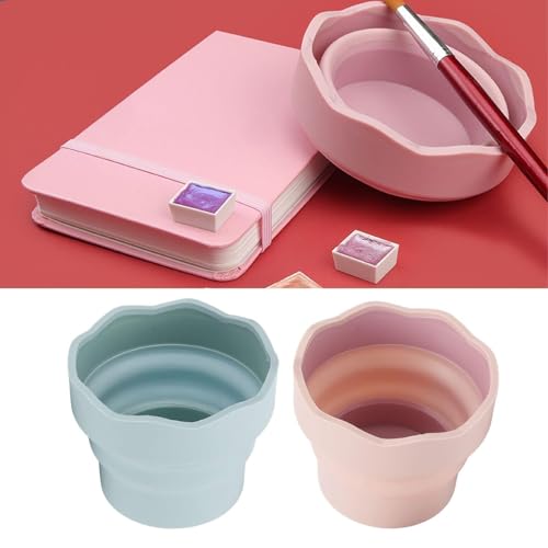 Collapsibles Paint Brush Washer, 2Pcs Collapsibles Water Bucket for Painting Silicone Watercolor Cup Portable Water Cup for Painting