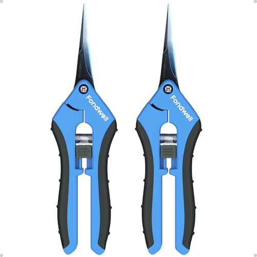 Fondwell 6.5" Pruning Shears Garden Trimmer: 2 Pack of Mini Garden Scissors for Pruning Small Plants, Trim Buds, Pick Fruits, and More - style: 2pcs Pruning Snips (Straight Blades)