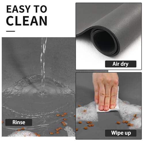HotLive Dog Food Mat - Absorbent Cat Mat for Food and Water, No Stains Pet Feeding Bowl Mat, Easy to Clean Pet Placemats, Quick Dry Dog Water Dispenser Mat for Messy Drinkers | Dark Grey 12"x 19" - color: Dark Grey, size: 12"x19"