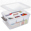 Citylife 17 QT Plastic Storage Bins Clear Storage Box with Removable Tray Stackable Latching Box with Handle for Organizing Tool, Craft, Office, Bead - size: 17 Qt- 1 Pack-H