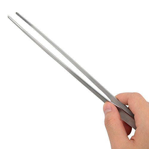 Straight and Bend Stainless Steel Super Thick Tweezers Set,Pliers Aquarium Tool Fish Tank Aquatic Plants Forceps Clip (10.5")