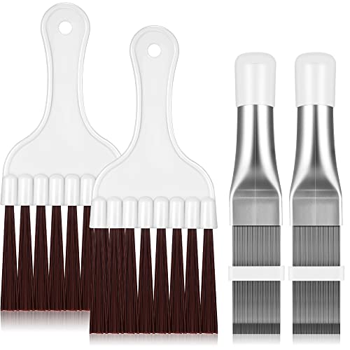 Boao Air Conditioner Condenser Fin Comb, Fin Cleaning Brush Air Conditioner Coil Cleaner Refrigerator Coil Cleaning Whisk Brush Evaporator Radiator Repair Tool(4 Pieces)