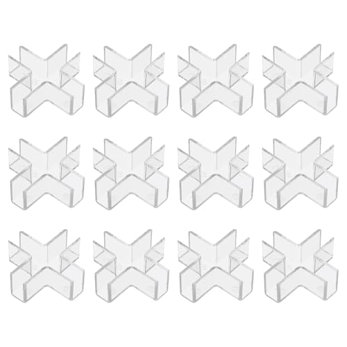 uxcell 12Pcs Plastic Glass Connector, Suitable for 8mm Thick Cross Shaped Glass to Glass Clamp, Fixing Bracket Rimless Clip Holder for Aquarium Fish Tank Display Shelves, Transparent - color: Transparent, size: 8mm