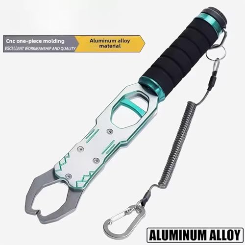12" Fish Lip Gripper, Professional Aluminum Alloy Fish Holder with 360 Swivel Non-Slip Handle 40lb Heavy Duty Grabber for Fishing Catch and Release Control Tackle