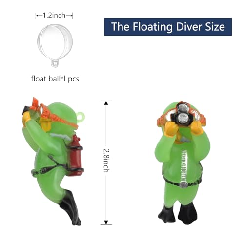 onesimcr Floating Fish Tank Decorations, Aquarium Decorations, Lovely Diver Fish Tank Decorations, Floating Device Fish Tank Accessories，Suitable for All Kinds of Fish Tanks(Light Green)… - color: Light Green