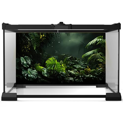 Leaves Aquarium Background Foggy Tropical Palm Leaves Fish Tank Background Fantasy Misty Tropical Floral Pattern Landscape Reptile Tank Backgrounds Rainforest Reptile Enclosure Backgrounds 24x12in - color: Bottle Green, size: 24(W)x12(H)inches/ 60(W)*30cm