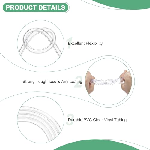 M METERXITY Clear Plastic Tubing, 0.24Inch(6mm) ID 0.32Inch(8mm) OD, 16ft(5m) Length PVC Tube Low Pressure Flexible Vinyl Tubing for Garden/Water Hose Airline Tube Aquarium - size: 0.24"×0.32"×16ft