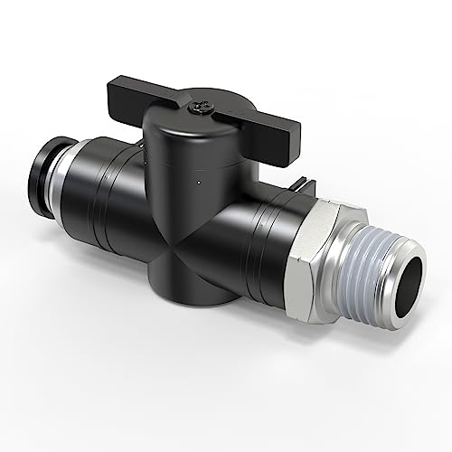 TAILONZ PNEUMATIC 1/4 Inch Tube OD x 1/8 Inch NPT Thread Ball Valve Air Flow Control Valve Push to Connect Fitting BVC-1/4-N1（Pack of 1） - size: 1/4"OD x 1/8"NPT/1PCS