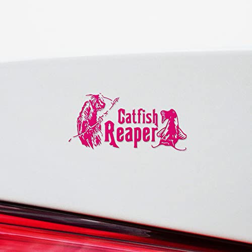 2 Pcs - No Background Decal Stickers of Catfish Reaper Fishing #2 (Pink) Premium Waterproof Vinyl Decal Stickers for Laptop Phone Accessory Helmet Car Window Mug Tuber Cup Door NVCSKUS570833PI090622 - color: Pink, size: 8.3'' x 4''