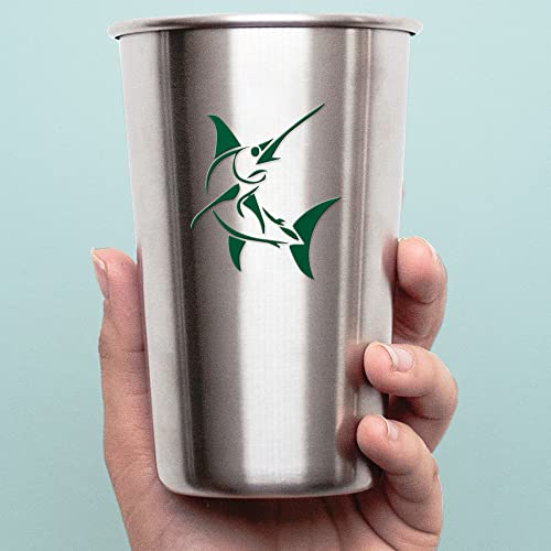 2 Pcs - Decal Stickers of Stylized Marlin Fish (Green) Premium Waterproof Vinyl Decal Stickers for Laptop Phone Accessory Helmet Car Window Mug Tuber Cup Door Wall Decoration ANDSKUS512501GR070722 - color: Green, size: 3.8'' x 4.4''