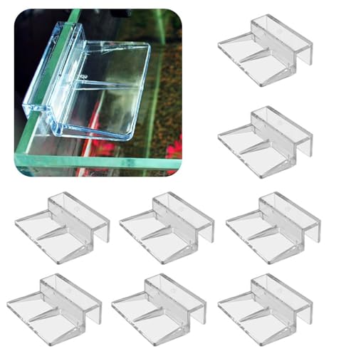 8 Pieces Aquarium Lid Clips, 6mm Clear Acrylic Fish Tank Lid Holder Cover Clamps for Rimless Glass Top, Fish Tank Cover, Hoods