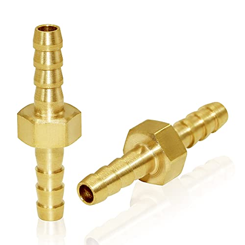Joywayus 1/4" ID Hose Barb Hex Union Fitting Intersection/Split Brass Water/Fuel/Air with 6 Stainless Steel Clamps (Pack of 3) - size: 0.25 Inch, style: 3PCS
