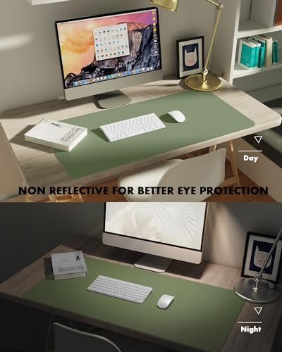 YSAGi Double-Sided Desk Pad, 23.6"x13.7"Leather Desk Mat, Eco Cork Desk Pad Protector,Large Mouse Pad,Waterproof Desk Blotter for Office/Home(Bamboo Green) - color: Bamboo Green, size: 23.6" x 13.7"