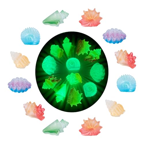 MIUPOO Glow Conch,Betta Stones,Glow in The Dark Crystal,Bonsai Decor,Chips Stone Small Decorative,Fish Tank Decor,6 Colors,12 Pieces. - color: Colorful