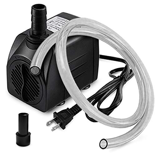 PULACO Small Submersible Pump (160GPH 10Watt), Ultra Quiet Fountain Pump (600L/H) with 3.3 ft Tubing for Aquariums, Pond Fountain, Water Feature, Indoor Fountains