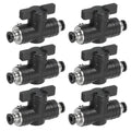 PATIKIL 4mm (3/20") Push to Connect Fittings Ball Valve, 6 Pcs 0-60 Degree BUC Air Flow Control Valve Quick Straight Connectors Air Hose Fitting for Pneumatic System Pipeline, Black - size: 4mm (3/20")