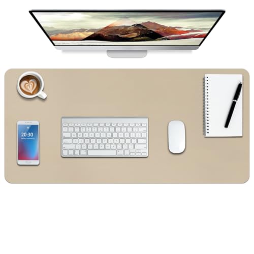 Boutilon Leather Desk Pad Protector,Non-Slip Mouse Pad,Laptop Desk Pad,Office Mouse Mat,Waterproof Leather Desk Blotter,Desk Writing Pad for Office and Home (S-Beige,24"x 14") - color: Beige, size: S 24" x 14"