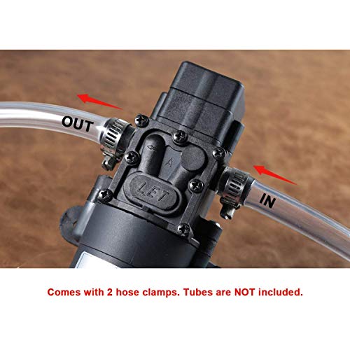 12V DC Water Transfer Pump with 2 Hose Clamps 12 Volt Diaphragm Pump Self Priming Sprayer Pump with Pressure Switch 4.5 L/Min 1.2 GPM 80 PSI for Weed ATV Marine Boat