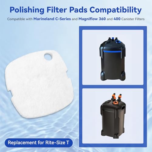 4 Pack Aquarium Polishing Filter Pad Compatible with Marineland C-Series and Magniflow 360 and 400 Canister Filters, Water Polishing Pads Mechanical Filter Media for Aquariums, Replaces Rite-Size T