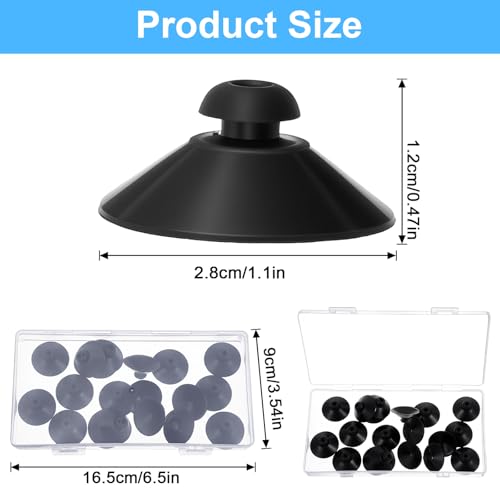 20PCS Fish Tank Suction Cups,28mm Rubber Suction Cups for Aquarium,Fishes Tank Suctions Cup,Suitable for Fish Tanks Pump Aeration Device, Overhead Line Pipe Finishing Decoration, Black